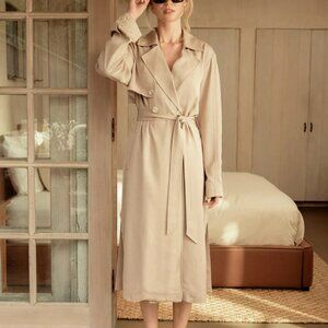 Darling Tan Beige "Overcast" Lightweight Belted Trench Coat sz M Trendy Classic